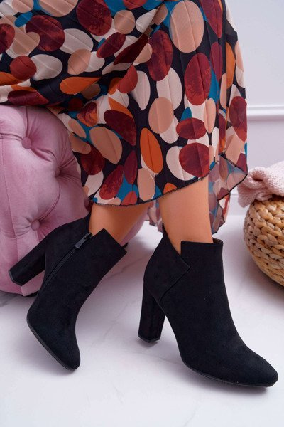 Women's Stiletto Boots Suede Black Ruffle