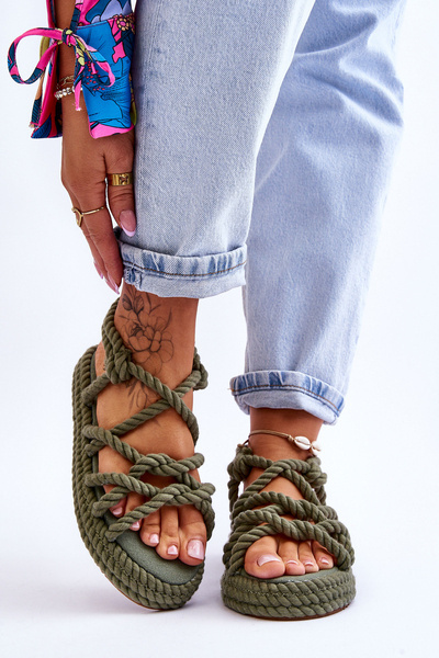 Women's Fashionable Braided Sandals Green Tiffanie