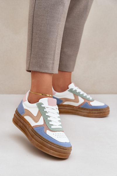 Baskets Femmes Avec Paillettes Sur Plateforme Bleues Annines