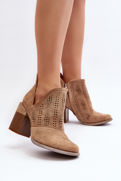 Bottines Ajourées Beiges à Talons Aiguilles Femme Niartima