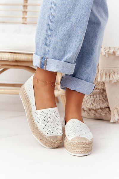 Espadrilės Ant šiaudų platformos S.Barski Baltas-Sidabras