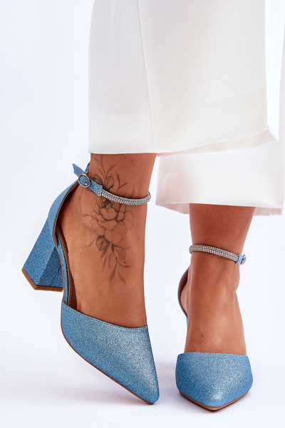 Escarpins Brillants Élégants Avec Strass Blue Magic