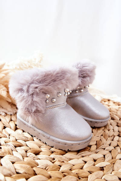 Bottes de neige pour enfants isolées avec de la fourrure Argent Bonni