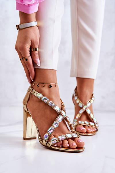 Sandales À Talon Haut Pour Femme Lu Boo Doré 8258-1 Vernee