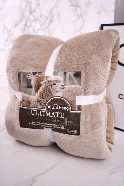 Grande couverture peluche inversée en sherpa beige