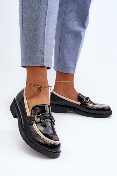 Damen Lackleder Mokassins S.Barski HY336A Schwarz