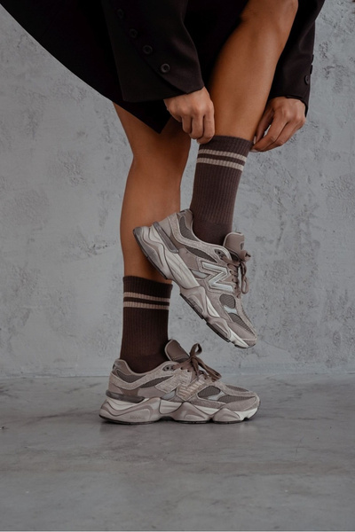 Chaussettes Femmes Deux Fines Rayures Marron