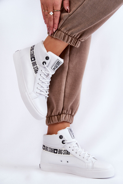 Adidaje din piele înaltă pentru femei Big Star EE274356 White