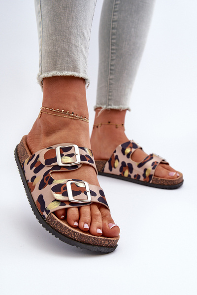 Damen-Sandalen mit Schnallen Beige-Braun Oliena