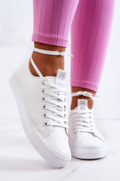 Baskets En Cuir Femme Blanc Mikayla