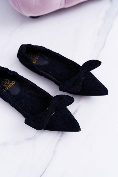Lu Boo Black Moments Ballerinas cu arc detașabil