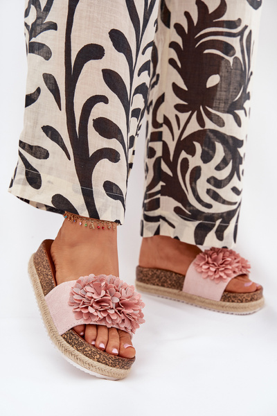 Women's Platform Sandals With Decorative Flowers Pink Tessara