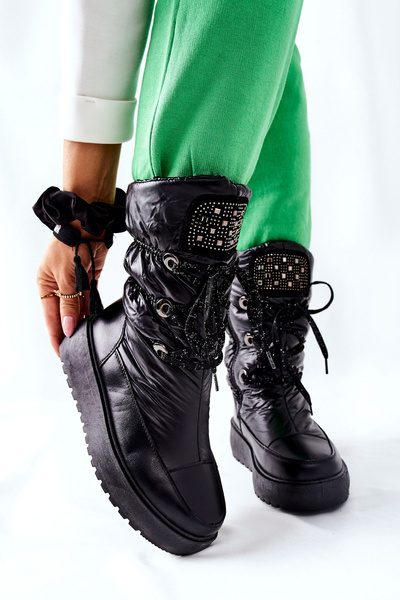 Gepolsterte Damen-Schneestiefel Schwarz Chardonnay