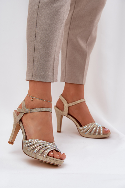 Sandales À Talons Avec Décoration Et Paillettes D&A MR1038-33 Doré