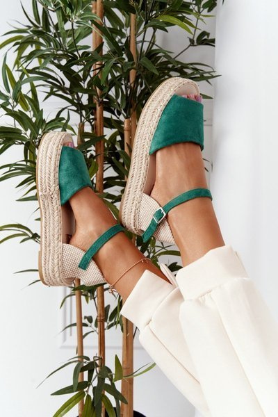 Sandals On A Braided Platform Green Megara