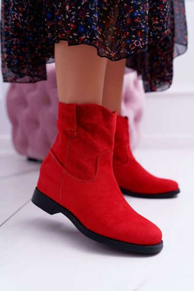 Damenstiefeletten Flacher Absatz Beheizt Rot Demini