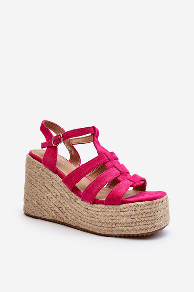 Sandales Compensées à Bride Tressée Fuchsia Gnosis
