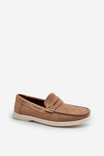 Mocassins pour hommes en faux suède beige Rivanell