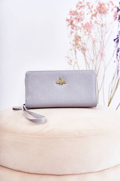 Grand portefeuille femme avec ornement Bleu clair Fabio