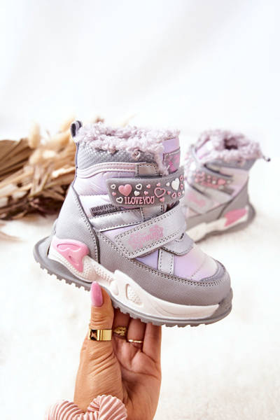 Bottes de Neige Rembourrées Enfant Argent Rose Chilly