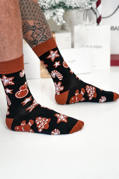 Männer Weihnachtsstrümpfe Lebkuchen Schwarz