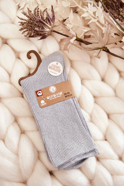 Chaussettes Antibactériennes Femme Avec Fil Brillant Gris
