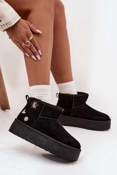Bottes de neige pour femmes à plateforme avec boucles noires Maelle