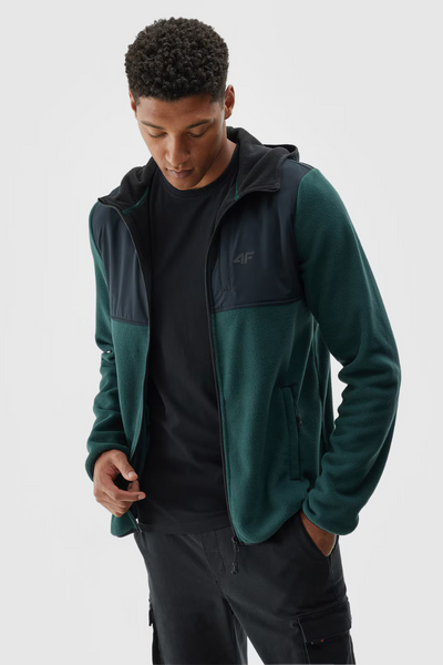 Polaire à capuche pour hommes Regular 4FWAW24TFLEM269-40S Vert foncé