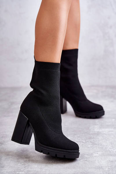 Bottines En Matière Pour Femme Noir Louve