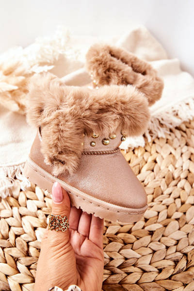 Bottes de neige pour enfants isolées avec de la fourrure Champagne Bonni