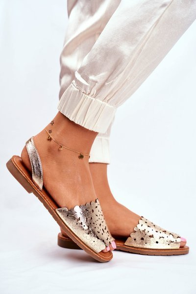Damen Slipper Sandalen Gold I Like Summer