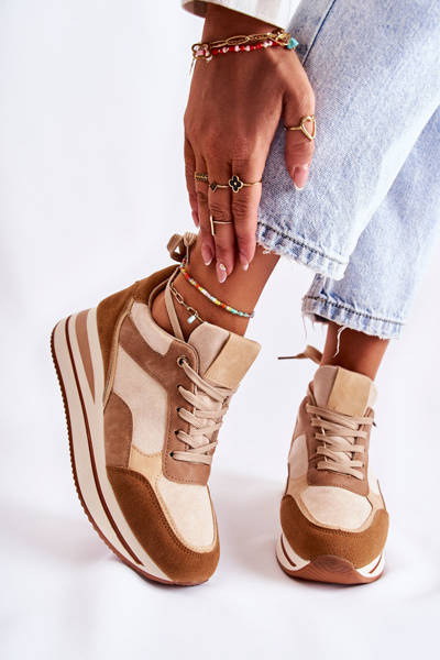 Chaussures de Sport Femme en Daim Marron et Beige Elisse