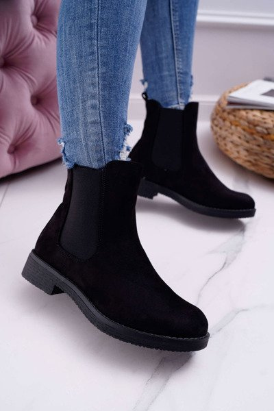 Women's Suede Stiletto Boots Black 8BT35-0585