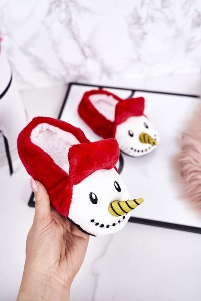 Chaussons de Noël pour enfants avec bonhomme de neige rouge Noël