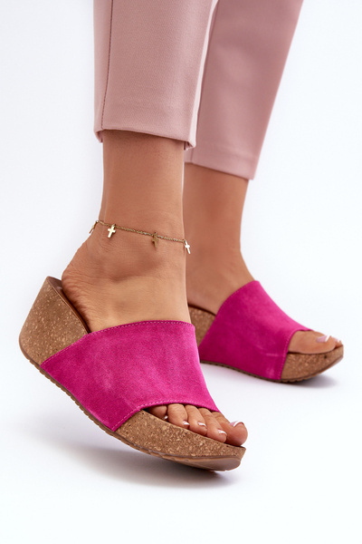 Zazoo 40311 Mules pour femmes en daim sur coin en liège rose