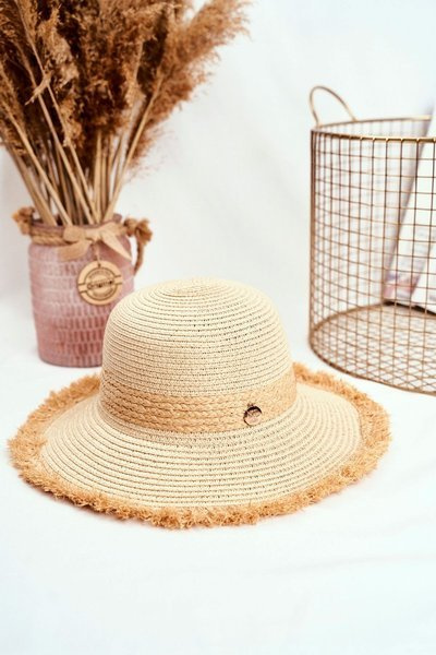 Chapeau Femme Été Plage 100% Papier Beige