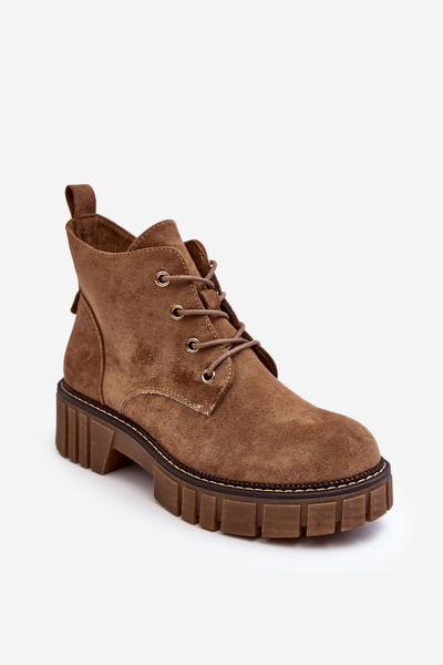 Laced Fleece-Lined Boots Dark Beige Bjorg