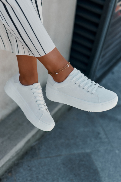 Adidași Din Material Femei Pe Platformă Big Star RR274463 Albi
