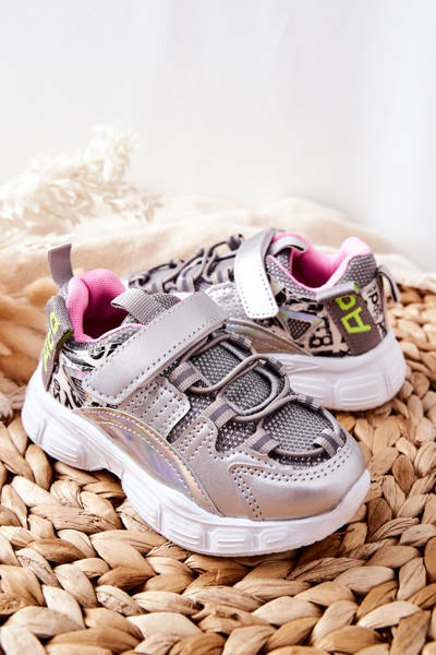 Pantofi sport pentru copii cu Velcro Silver Vibo