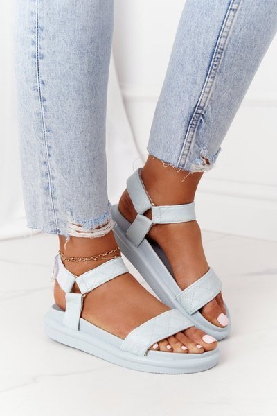 Gesteppte Plateausandalen Blau Turn Around