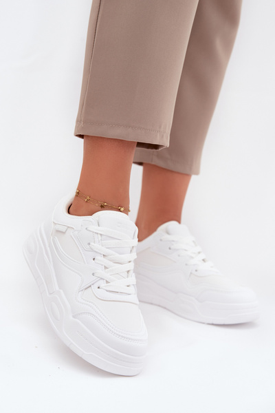 Adidași Femei Pe Platformă Big Star SS274590 HI-POLY SYSTEM Albi