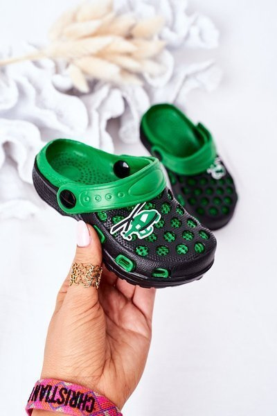 Papuci de spumă pentru copii Crocs jupiter-verde negru