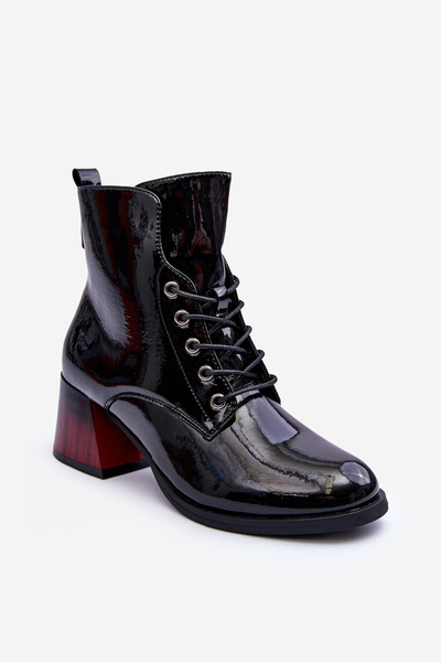 Heeled Lacquered Boots Black Luloshe