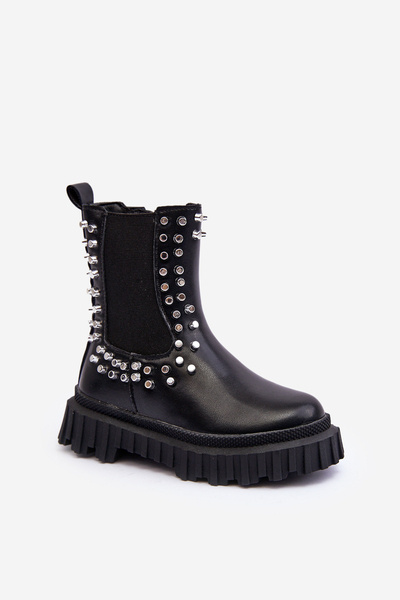 Mädchenstiefeletten Mit Strass Verziert Schwarze Adelie