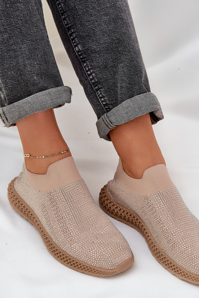 Baskets Sport Femme À Enfiler Avec Décoration D&A TW121 Beige