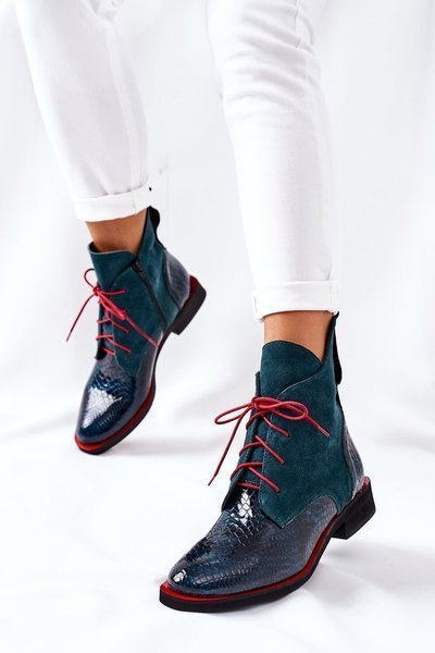 Cizme din piele cu un model de crocodil Cheyenne verde