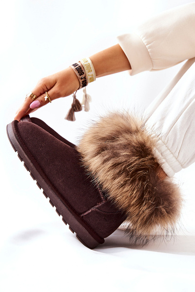 Damen-Fleece-Schneestiefel Braun Alexa