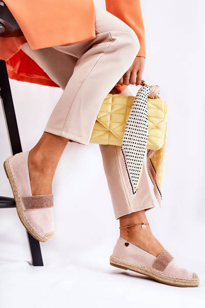 Espadrilles À Enfiler Pour Femme Avec Zircon Cubique Rose Massal