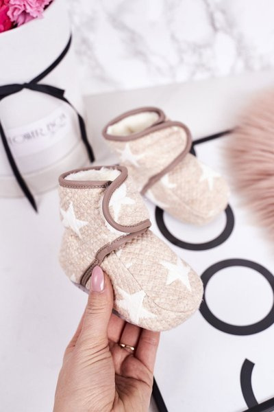 Chaussons Isolés Pour Enfants Avec Étoiles Cupcake Beige