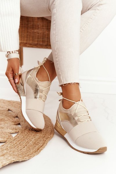 Női sportcipő tornacipő bézs-arany Netta